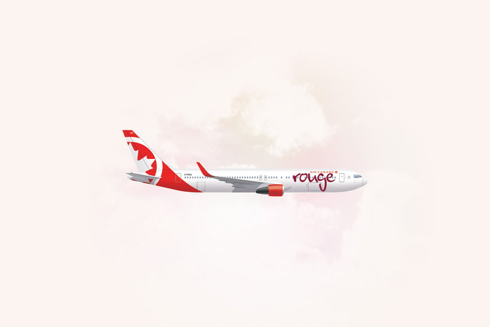 An image of an Air Canada Rouge Boeing 767-300ER.